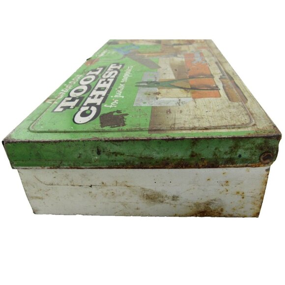 American Tool Chest For Junior Carpenters Metal Toolbox Vintage Toy Aluminum - Picture 5 of 10